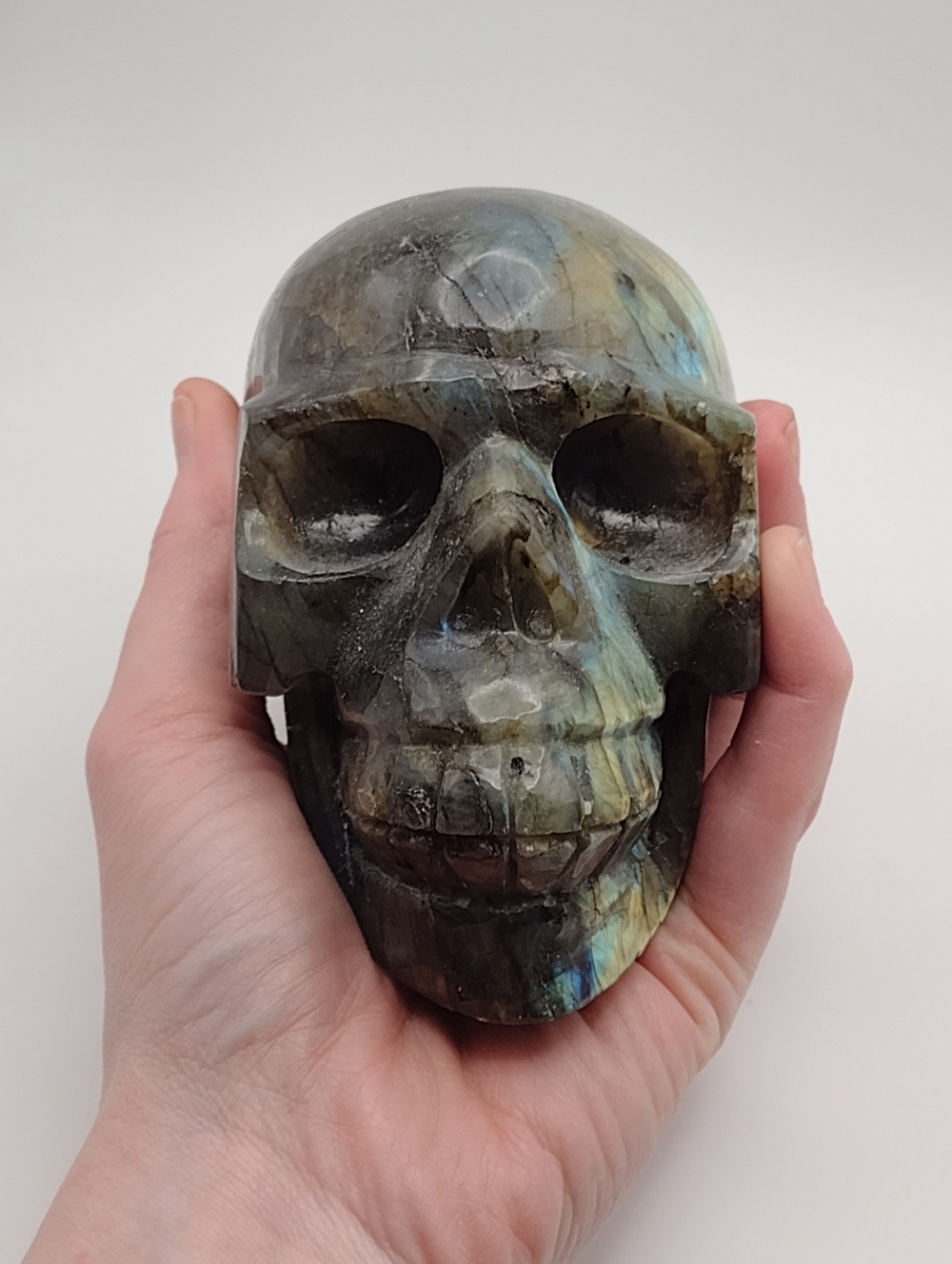 Labradorite Skull Sculpture - Handcarved In Mexico - Picture 7 of 9